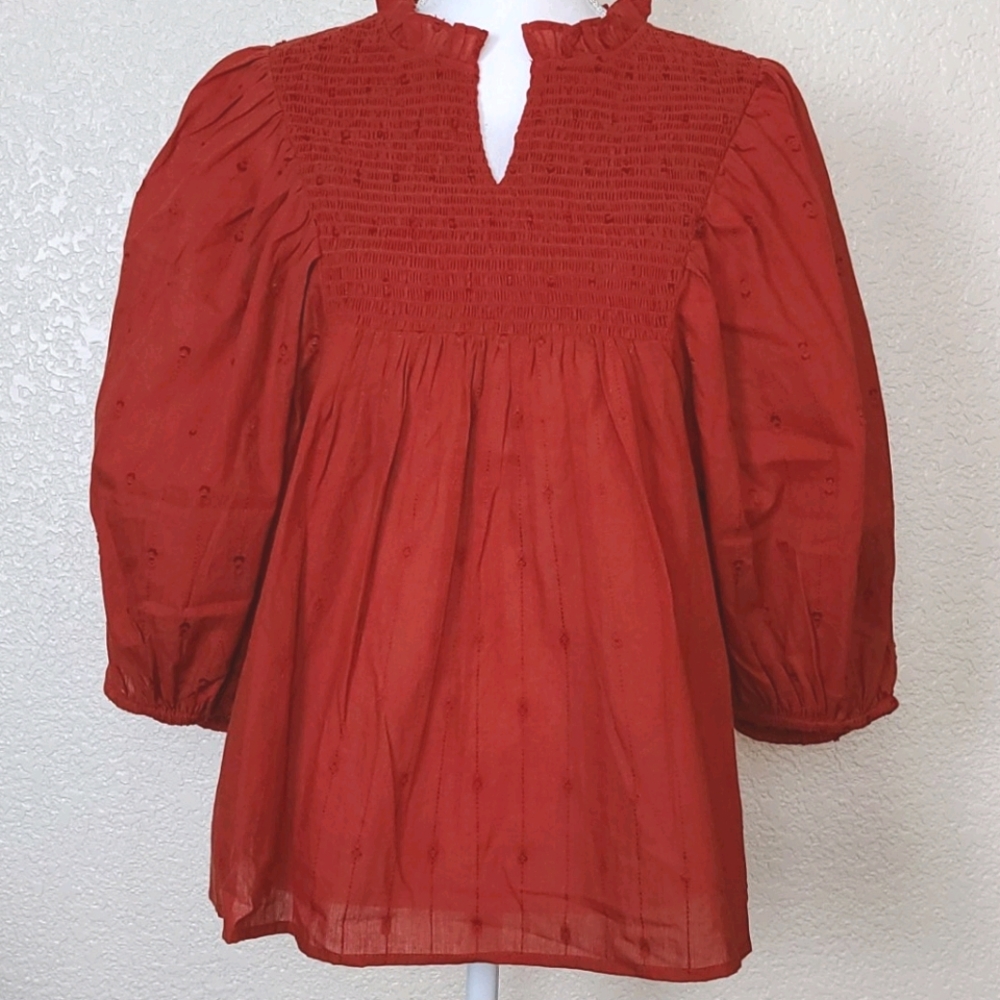 NWOT Red cotton boho top, S